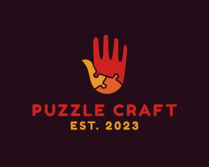 Colorful Puzzle Hand  logo design