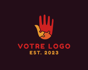 Puzzle - Colorful Puzzle Hand logo design