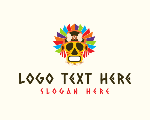 Aztec-culture - Colorful Festival Mask logo design