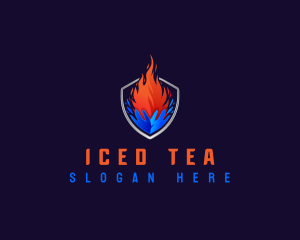 Fire Ice HVAC Shield logo design