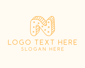 Line  Art - Cute Sponge Letter N logo design