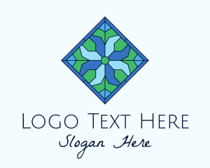Blooming - Tile Flower Stained Glass logo design