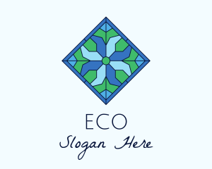 Plant - Tile Flower Stained Glass logo design