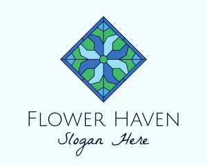 Tile Flower Stained Glass logo design