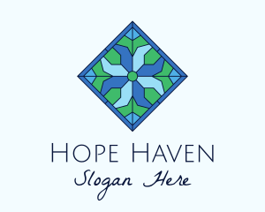 Stained Glass - Tile Flower Stained Glass logo design