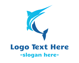 Blue Shark - Blue Marlin Fish logo design