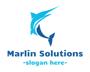 Blue Marlin Fish logo design