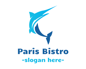 Blue Marlin Fish logo design