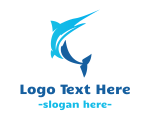 Flipper - Blue Marlin Fish logo design