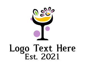 60s - Floral Cocktail Glass logo design