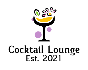 Floral Cocktail Glass logo design