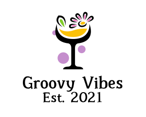 Groovy - Floral Cocktail Glass logo design