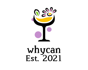 Wine - Floral Cocktail Glass logo design