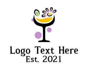 Liqueur - Floral Cocktail Glass logo design