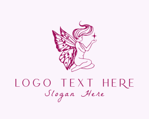 Natural - Nude Butterfly Woman Fairy logo design