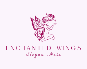 Nude Butterfly Woman Fairy logo design