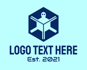 Futuristic - Blue Alien Cube logo design