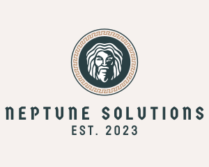 Neptune - Mythology God Medallion logo design
