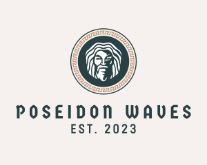 Poseidon - Mythology God Medallion logo design