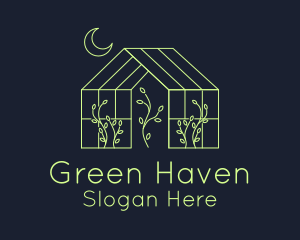 Garden - Greenhouse Garden Outline logo design
