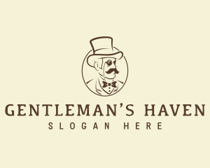 Gentleman Monocle Mustache logo design