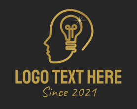Ad Agency - Golden Light Bulb Brain logo design