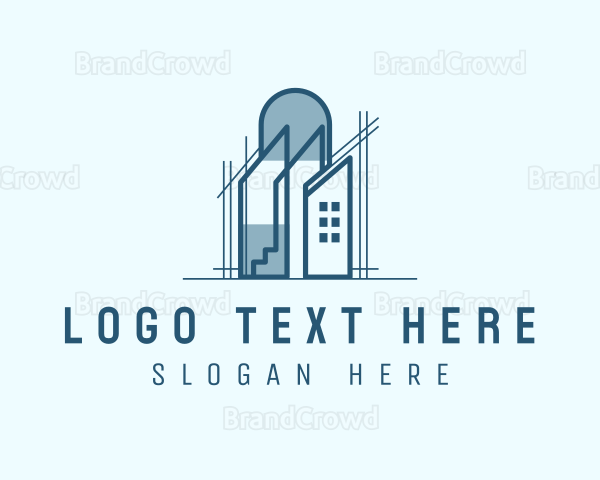 Cityscape Building Blueprint Logo