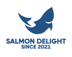 Salmon - Abstract Blue Fish logo design