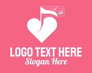Note - Heart Music Composer logo design