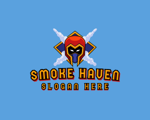 Warrior Helmet Smoke logo design