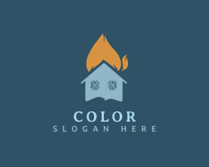 Cold - Snowflake Heating House logo design