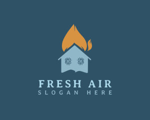 Snowflake Heating House logo design