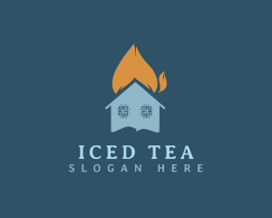 Snowflake Heating House logo design