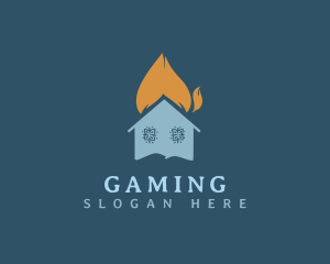 Heat - Snowflake Heating House logo design