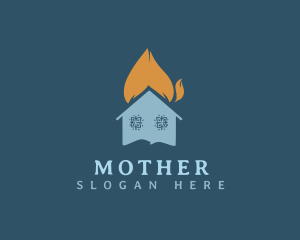 Hot - Snowflake Heating House logo design
