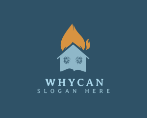 Flame - Snowflake Heating House logo design