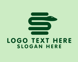 Wild Animal - Green Snake Letter S logo design