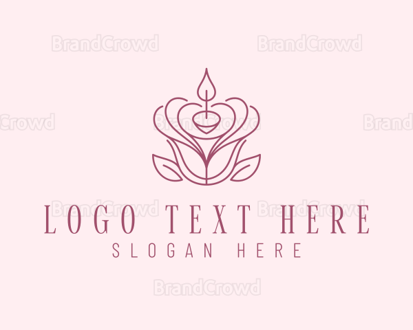 Flower Rose Candle Logo