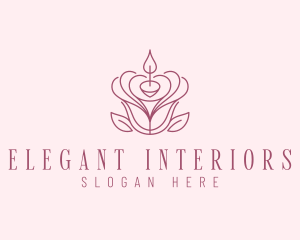 Flower Rose Candle logo design