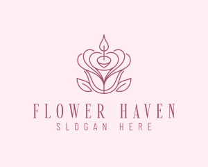 Flower Rose Candle logo design