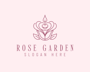 Rose - Flower Rose Candle logo design