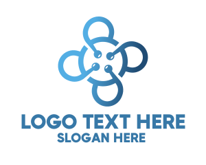 Data - Tech Blue Flower logo design