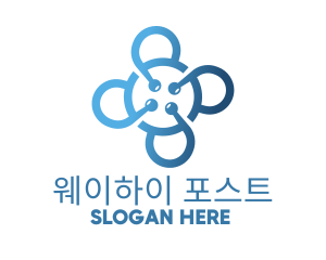 Tech Blue Flower logo design