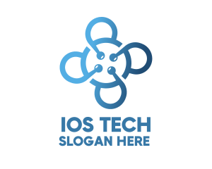 Tech Blue Flower logo design