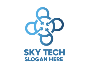 Tech Blue Flower logo design