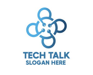 Tech Blue Flower logo design