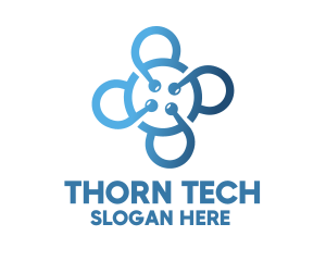 Tech Blue Flower logo design