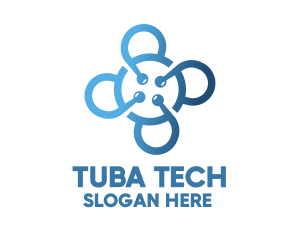 Tech Blue Flower logo design