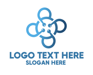 Webhost - Tech Blue Flower logo design