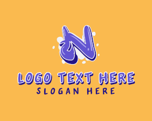 Rapper - Blockbuster Graffiti Letter N logo design